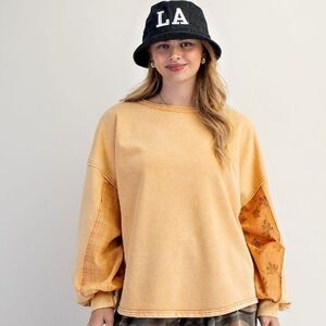 - Easel Honey Yellow Boxy Oversized Long Sleeve Sweatshirt